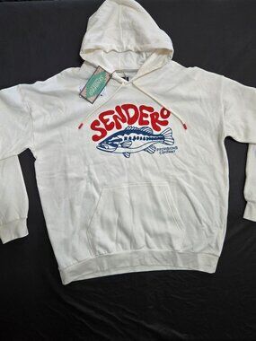 NWT Sendero Provisions Co Hoodie XL – Cream Ivory Graphic Fish Logo Outdoors Uni